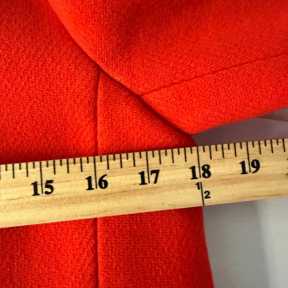 J.CREW Italian Wool Blend Zip Coat Fire Orange Ribbed Collar Heritage Womens 2‎